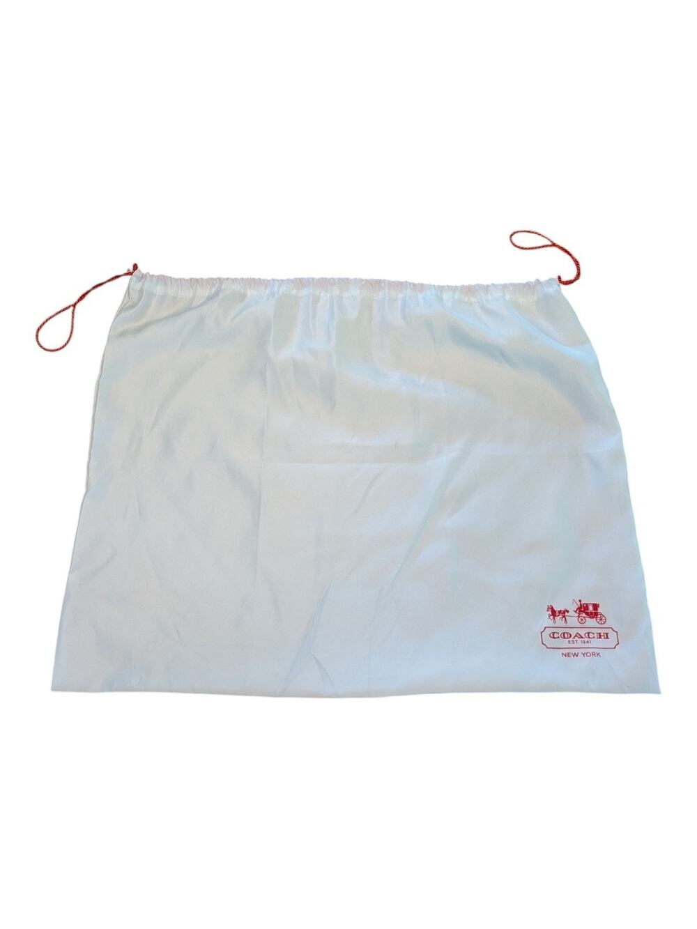 Coach White Dust Bag Purse Red Drawstring Protection Satin 19x23" Medium